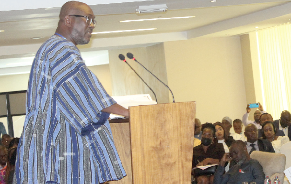  Prof. H. Kwasi Prempeh, Executive Director, CDD-Ghana, and Project Director, WADEMOS, delivering his address. Picture: ERNEST KODZI