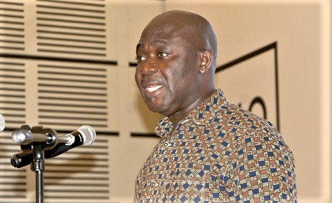 Dr Kwabena Nyarko Otoo, Director of Labour Policy and Research Institute of the TUC, addressing the participants. Picture: ESTHER ADJORKOR ADJEI