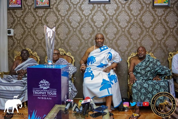 The Ga Mantse with his sub-chiefs welcomed the World Cup Trophy