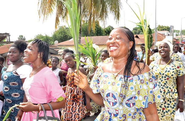 A section of Ho-Kpodzi Dela Cathedral congregation in a procession