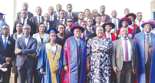 •Diana Dapaah (3rd from right) and Kweku Paintsil (2nd from right) with some of the students and other dignitaries