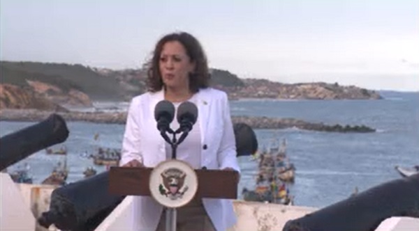 Tearful US VP Kamala Harris speaks after Cape Coast Castle tour says "Slavery cannot be denied"
