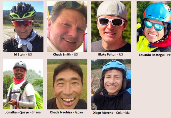The seven paragliding pilots for the 2023 Kwahu paragliding festival 