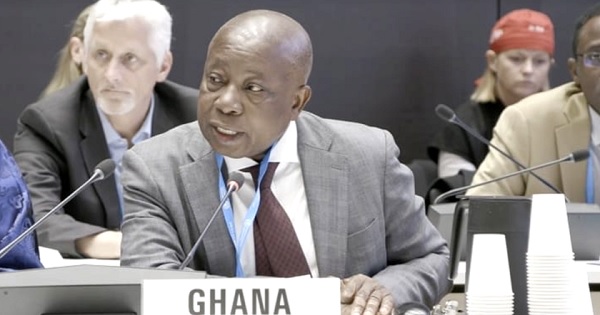 • Kwaku Agyeman-Manu, Minister of Health, making his presentation at the summit
