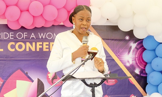 • Rev. Abigail Kyeremeh, founder and President of The Pride of a Woman, delivering her address