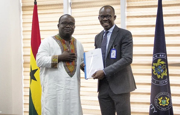 The Director General of the Cyber Security Authority, Dr Albert Antwi-Boasiako (right) and the Chief Executive Officer of the Ghana Chamber of Telecommunications, Dr Kenneth Ashigbey