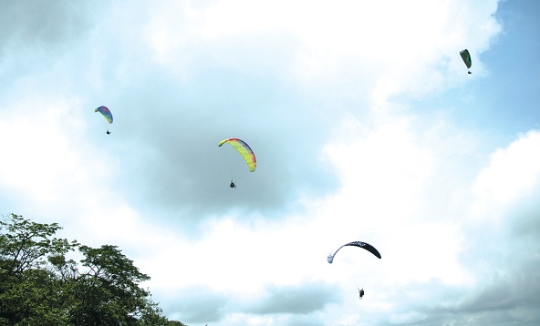 Paragliders in flight