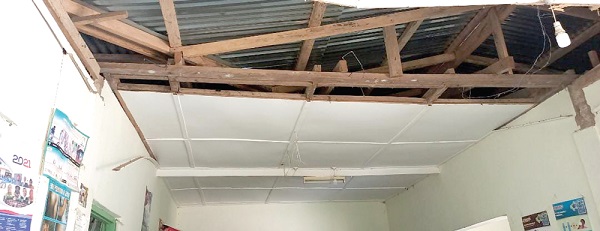 Part of the facility's ceiling has fallen off