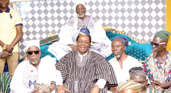 • Dr Kwabena Duffuor (2nd from left) with Ya-Na Abukari II, Overlord of Dagbon, and his elders during his visit to the Gbewaa Palace at Yendi