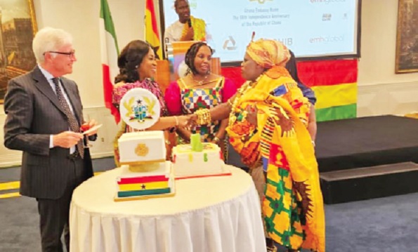 • Shirley Ayorkor Botchwey (2nd from left), Minister of Foreign Affairs and Regional Integration, in a chat with some of the dignitaries