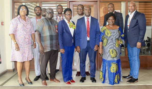 • Ato Afful (right), MD, Graphic Communications Group Ltd (GCGL), with Professor Olivia Kwapong (2nd from right), Board Chair, GCGL, and other members of the Graphic Entity Tender Committee Picture: ERNEST KODZI