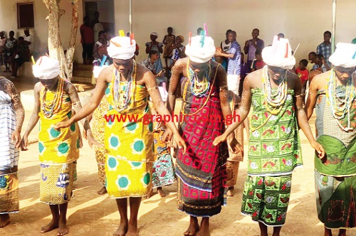 The girls perform the Dipo dance throughout the rites