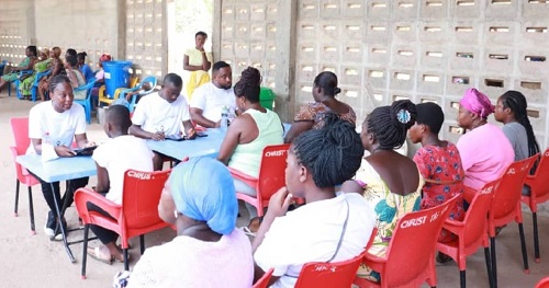 Beneficiaries waiting for their turn to be screened