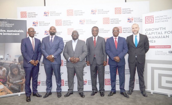 Chris Chijiutomi (2nd from left), MD, BII Africa, with Albert Essien (3rd from left), Chairman, GIP; Jacob Kholi (3rd from right), CEIO, GIP, and other executives of the newly established Growth Investment Partners Ghana