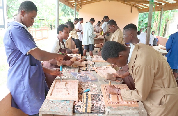 Students of Accra High School doing their West African Senior School Certificate Examination Visual Art practical. Picture: ELVIS NII NOI DOWUONA