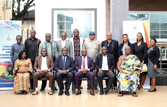 Prof. Kwame Adom Frimpong (seated 3rd from left), Chairman, PIAC, with some members of the committee and the Namibian delegation