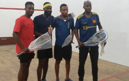 L-R: Moses Elekanachi (Nigeria), Femi Shedara (Nigeria), Evans Edem Ayih (Tesano Squash Club, Ghana), Richard Ali Abagna (Achimota Squash Club, Ghana)