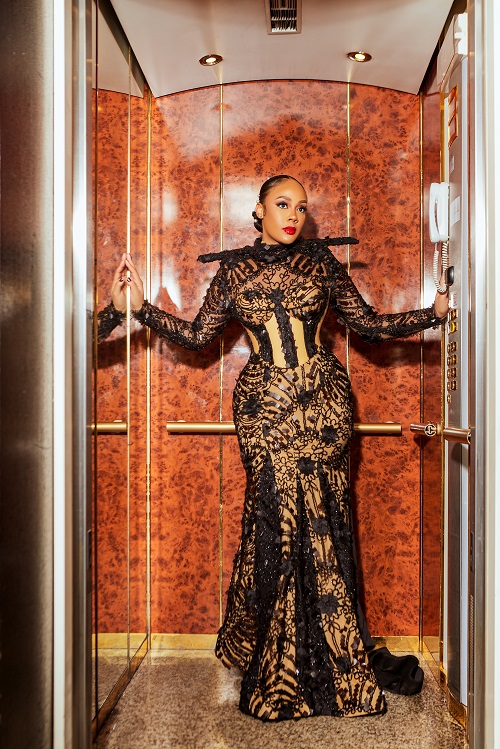 AMVCA 23 Nominee Haillie Sumney's look is a mixed of futuristic fashion and elegance