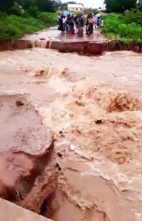 A bridge at Kuruguduri washed away by the floods A bridge at Kuruguduri washed away by the floods