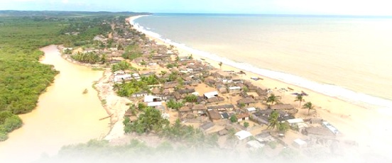 A bird’s-eye view of the Anlo Village sandwiched between the sea and the Pra River, in the Shama District of the Western Region