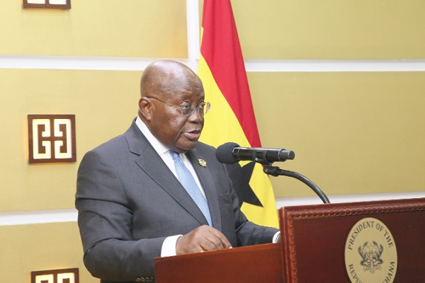 President Akufo-Addo swearing in members of the  Head of State Awards Scheme at the Jubilee House. Picture: SAMUEL TEI ADANO