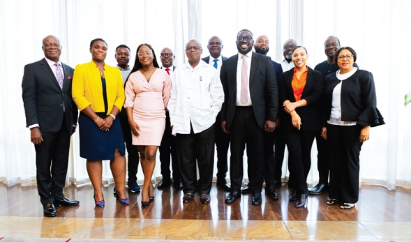 Daniel Gyimah (4th from right) and Andrew Takyi-Appiah (3rd from right), MD of Zeepay, with board members, shareholders and some management staff