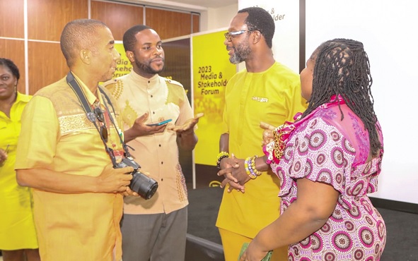 Selorm Adadevoh (2nd from right), CEO of MTN Ghana, interacting with some of the participants