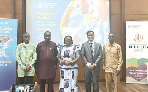 Yurdi Yasmi (2nd from right), FAO Representative to Ghana, with heads of the beneficiary institutions