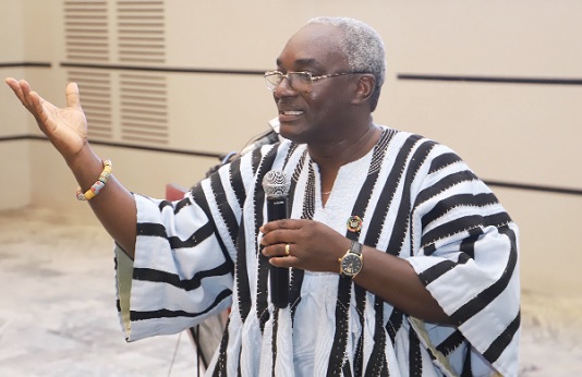 Dr Kojo Mensah Abrampa (right), Director-General, NDPC, explaining a point at the NDPC stakeholders consultative workshop in Accra. Picture: SAMUEL TEI ADANO