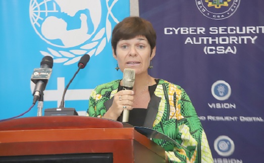 Lucia Soleti, Chief Child Protection, Unicef, speaking at the meeting in Accra. Picture: SAMUEL TEI ADANO
