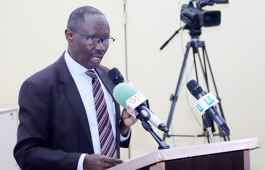 Silver Ojakol, Chief of Staff, AfcfTA Secretariat, addressing guests at the 40th anniversary of CUTS International in Accra. Picture: SAMUEL TEI ADANO