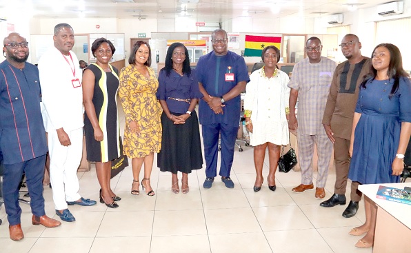 Theophilus Yartey (5th from right), Editor, Graphic, with Adwoa Afriyie Wiafe (5th from left), Chief Corporate Service and Sustainability Officer, MTN; Franklin Sowah (2nd from left), Marketing Director, Graphic Communications Group Limited; Georgina Asare Fiagbenu (4th from right), Senior Manager, MTN, and other officials of the company Theophilus Yartey (5th from right), Editor, Graphic, with Adwoa Afriyie Wiafe (5th from left), Chief Corporate Service and Sustainability Officer, MTN; Franklin Sowah (2nd from left), Marketing Director, Graphic Communications Group Limited; Georgina Asare Fiagbenu (4th from right), Senior Manager, MTN, and other officials of the company