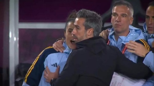 Spain national team manager Jorge Vilda was spotted appearing to touch the breast of a female member of staff during the Women's World Cup final between England and Spain