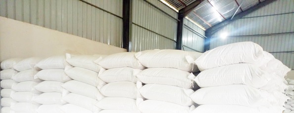 Some bags of rice processed by the factory