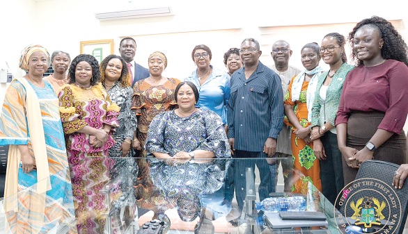 Rebecca Akufo-Addo (seated), the First Lady, with some dignitaries after the launch of the Unifying Campaign initiative in Accra
