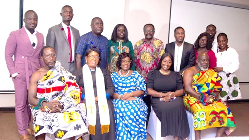 Awo Twumasi (seated 2nd from right), Executive Director of SGAF,   with some board members and dignitaries at the launch