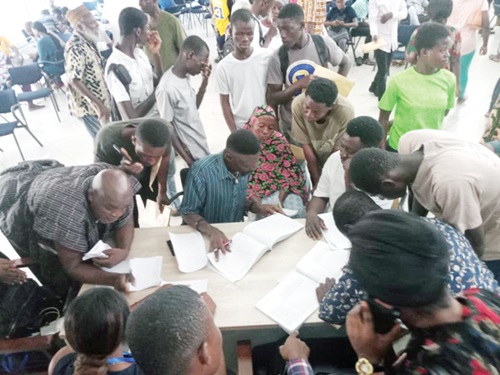 Parents thronged the GES Solution Centre yesterday