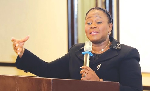 Chief Justice Gertrude Sackey Torkornoo (right) addressing the participants in the Judicial Service training