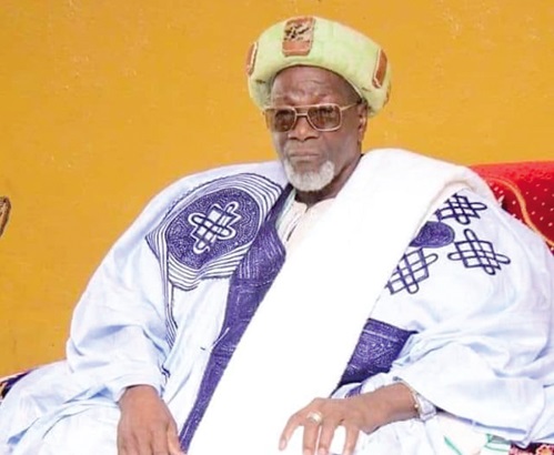Ya-Na Abukari II, Overlord of Dagbon, sitting in state at the Gbewaa Palace