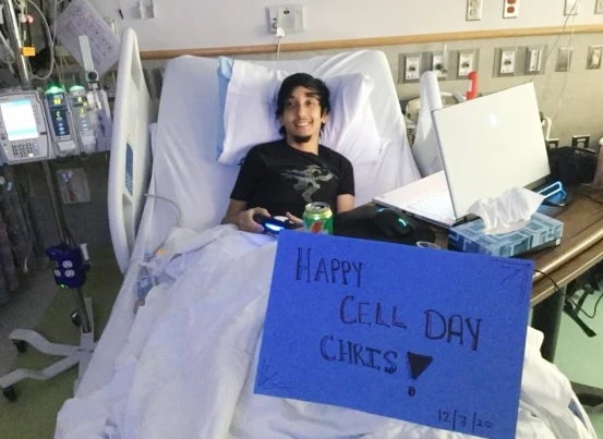 Christopher Vega, 31, of Allentown, Pa., on Dec. 7, 2020, the day he got his infusion of CRISPR-edited stem cells.
