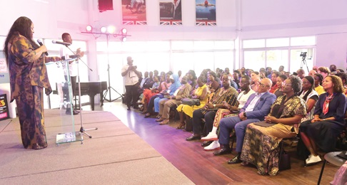 Rosalin Abigail Kyere-Nartey (left), Founder, Africa Dyslexia Organisation, addressing guests at the forum in Accra. Picture: SAMUEL TEI ADANO