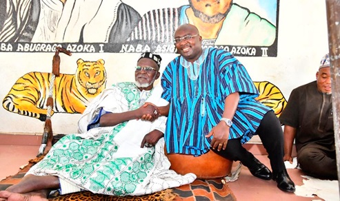 Dr Bawumia (right) with Naba Asiri Abugrago Azoka II, the Bawkunaba
