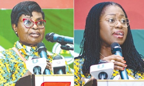 Comfort Owusu, Executive Director, Association of Rural Bank, Ghana, addressing participants in the maiden conference, Elsie Addo Awadzi, Second Deputy Governor, Bank of Ghana, speaking at the occasion