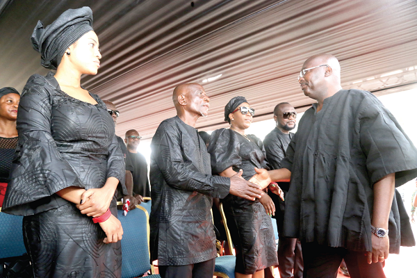 Vice-President Dr Mahamudu Bawumia (right) consoling  the family of the late Akoto Ampaw