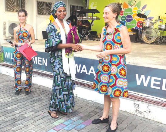 Eva Asante presented a prize to Accra Wesley Girls Senior High