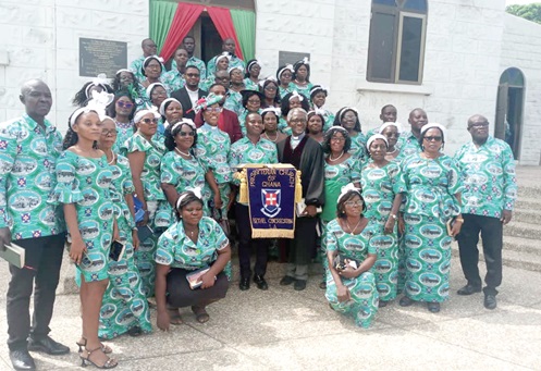 Rev. Prof. Benhardt Yemo Quarshie (arrowed), Rector of the Akrofi-Christaller Institute of Theology, Mission and Culture, with some members of the church