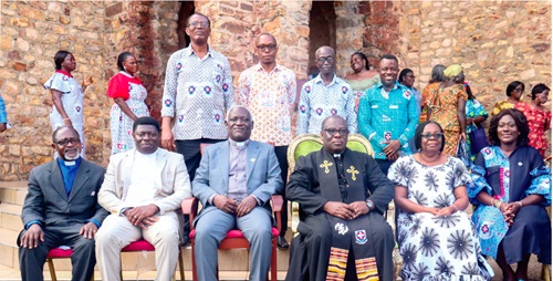 Most Rev J.O.Y. Mante (3rd from right), immediate past Moderator, Presbyterian Church of Ghana, with the executive members of the Counsellors Association