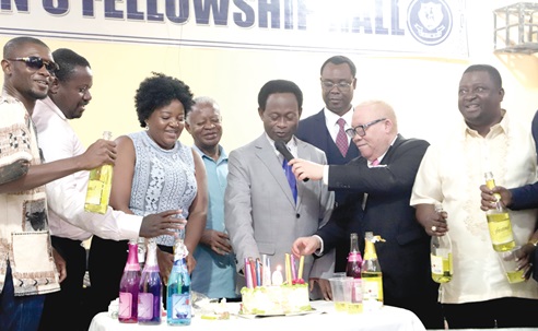 Apostle Prof. Kwadwo Opoku Onyinah (4th from right), Chairman of the Governing Council, National Coalition for Proper Human Sexual Rights and Family Values, being assisted by Moses Foh-Amoaning (2nd from right), Executive Secretary, NCPHSRFV, and other dignitaries to cut the coalition’s 10th anniversary cake. Picture: EDNA SALVO-KOTEY