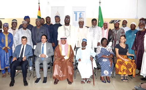 Sultan Adulrahaman Al-Dakhel (seated middle), Ambassador, Kingdom of Saudi Arabia to Ghana, with Prof. Josephine Dzahene-Quarshie (seated 2nd from right), Dean, School of Languages, University of Ghana; Maher Kheir (seated 2nd from left), Lebanese Ambassador to Ghana, and some officials and guests  at the event in Accra. Picture: ELVIS NII NOI DOWUONA