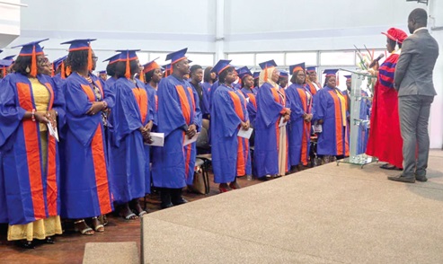 Dr Cecilia Tutu-Danquah (2nd from right), Founder and Principal of TUCEE Institute, sharing a word with the graduands
